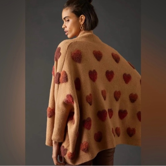 Anthropologie Boucle Heart Knit Kimono Cardigan Sweater (One Size) - Picture 4 of 6